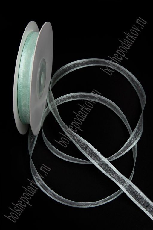 Лента органза с атласными краями 1 см*25 ярд (SF-8086) аквамариновый №181