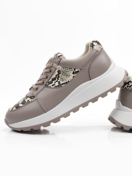 03-A847-11 GRAY/BROWN Кроссовки женские (натуральная кожа)