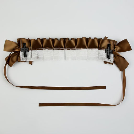Карнавальная повязка Лолита, коричневая с белым кружевом