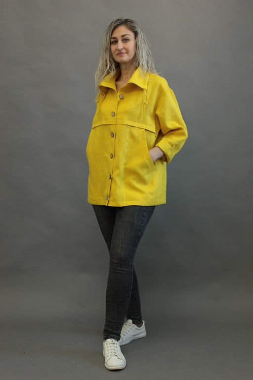 100% ЛЁН Жакет СВОБОДНОГО КРОЯ - Елецкие узоры фото 6