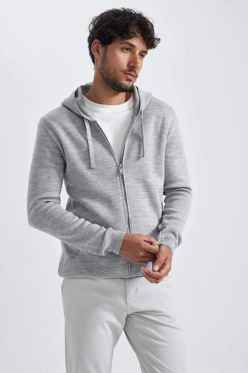 Толстовка на молнии с капюшоном стандартной посадки - Defacto фото 8