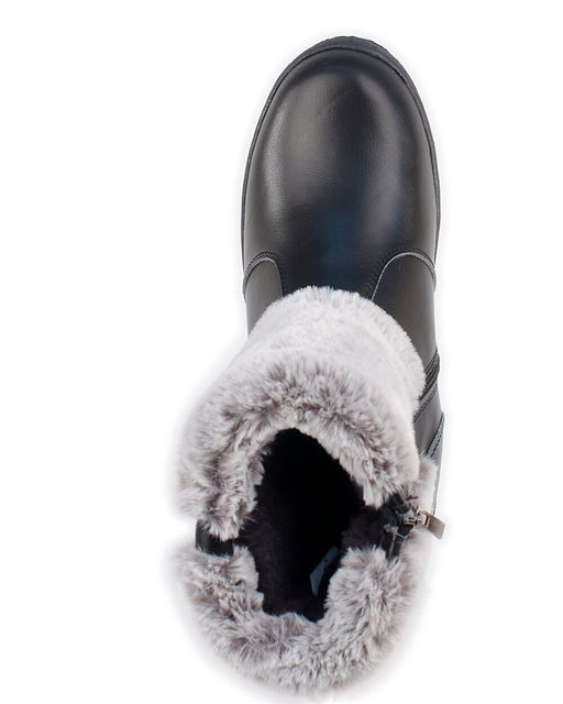 Унты женские на литой подошве. Черные., Мех "шиншилла". Короткие. Молния.