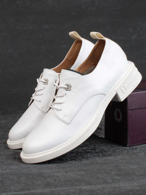 03-HP9962B WHITE Полуботинки женские (натуральная кожа)