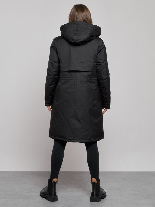 Пальто утепленное с капюшоном зимнее женское черного цвета 52333Ch - HULDLUCK фото 5