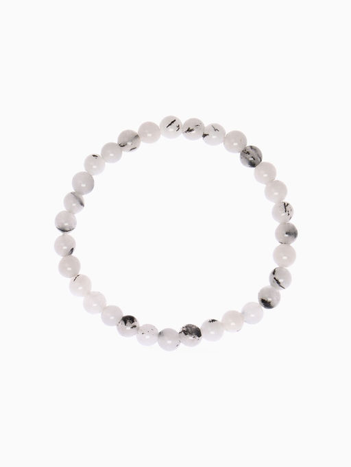 Браслет «Агат волосатик», шар №6, белый