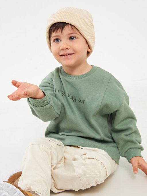 Bisiklet Yaka Uzun Kollu Bask?l? Erkek Bebek Sweatshirt - Waikiki фото 2