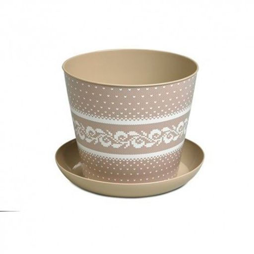Кашпо круглое 2.2л. декор "Миссони" с поддоном (латте) 38122153 "Виолет"