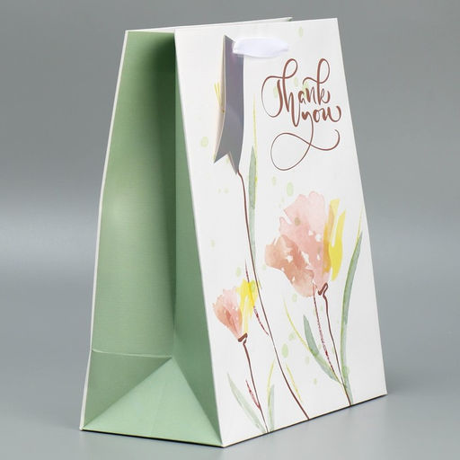 Цена за 2 шт. Пакет подарочный ламинированный, упаковка, тиснение, «Спасибо», 25 х 30.5 х 12.5 см
