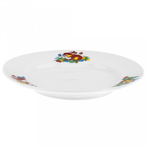 Тарелка мелкая фарфоровая "Веселый Колобок" д200мм, h25мм, гладкий край (Россия)