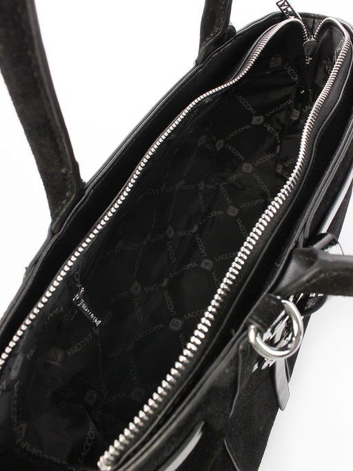 LACCOMA сумка Y2373F-черный натуральная замша, натуральная кожа полиэстер  фото 6