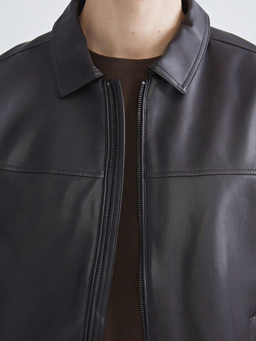 Standart Kal?p Erkek Deri G?r?n?ml? Mont