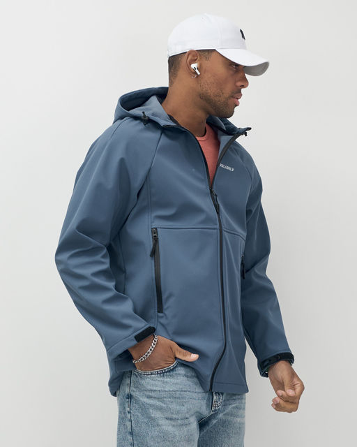 Ветровка спортивная мужская с капюшоном softshell синего цвета 9563S - Mtforce фото 9