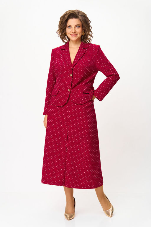 Костюм Svetlana Style 2140 бордовый+горох