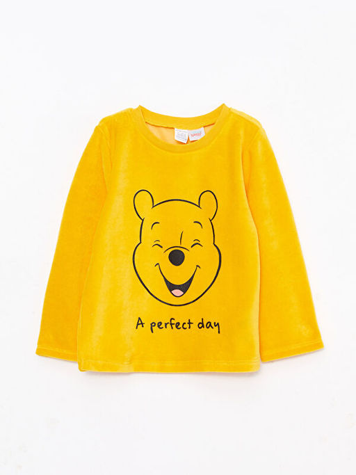 Bisiklet Yaka Uzun Kollu Winnie the Pooh Bask?l? Erkek Bebek Pijama Tak?m? - Waikiki фото 2