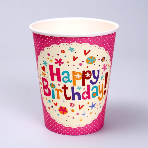 Набор бумажной посуды «С днём рождения»: 6 тарелок, 6 стаканов, 20 салфеток, цвет розовый