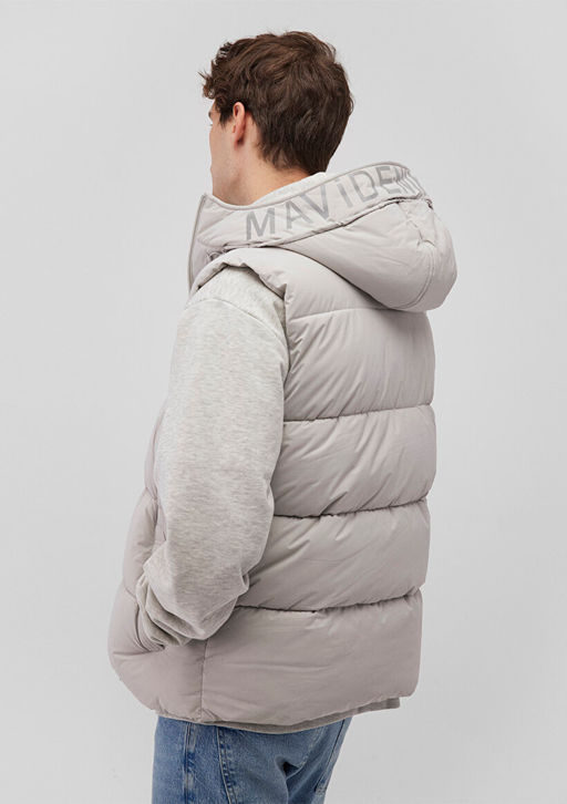 Kapusonlu Ac?k Gri Sisme Yelek - Mavi фото 4