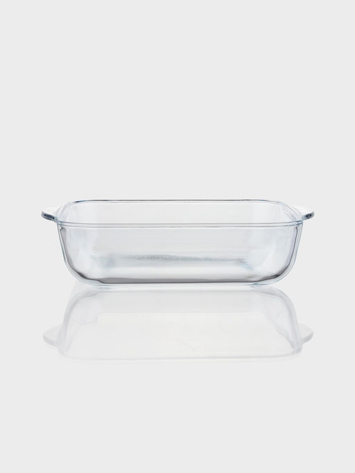 Форма для запекания Paşabahçe Borcam, 2 л, 25.6×22 см, с крышкой, квадратная, жаропрочное стекло, прозрачная
