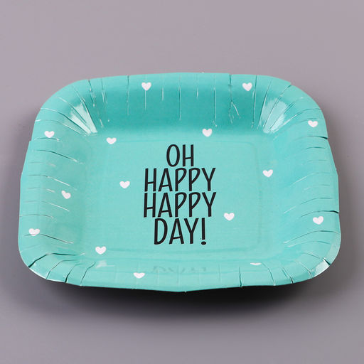Цена за 10 шт. Тарелка бумажная квадратная Happy day,мятная, 16,5х16,5 см - Страна карнавалия фото 2
