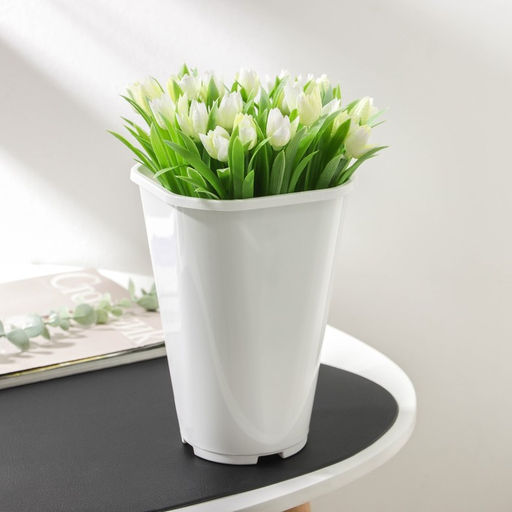 Цена за 2 шт. Горшок для цветов Роза, 2 л, d=14 см, пластик, белый