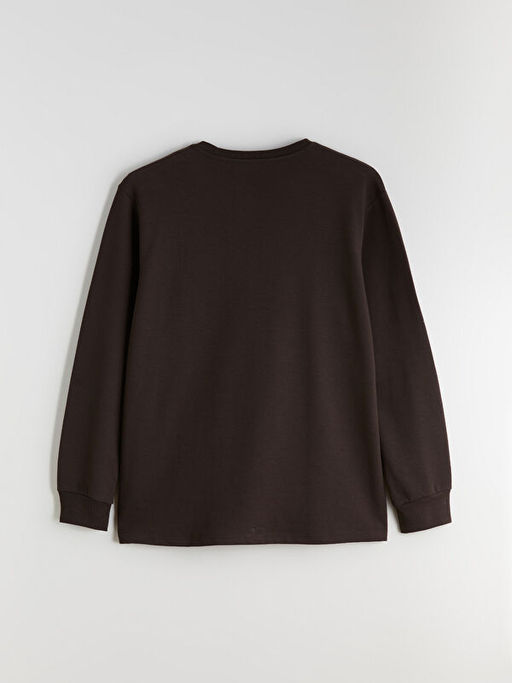 B?y?k Beden Bisiklet Yaka Bask?l? Erkek Sweatshirt