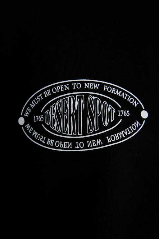 Свободная футболка с коротким рукавом и круглым вырезом сзади с принтом и карманами - Defacto фото 5