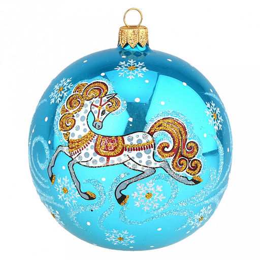 Елочная игрушка шар стеклянная Зодиак. Лошадка д9,5см, ручная художественная роспись, подарочная упаковка, цвета микс, Символ 2026 года (Россия) - Домашняя мода фото 10