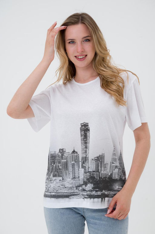 Футболка из кулирки унисекс Город белый макс - Амадэль фото 3