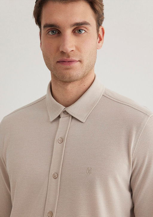 Bej Orme Gomlek - Mavi фото 6