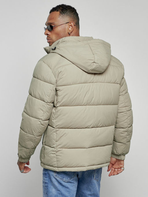 Куртка спортивная мужская зимняя с капюшоном светло-зеленого цвета 8362ZS - Wonderrman фото 10