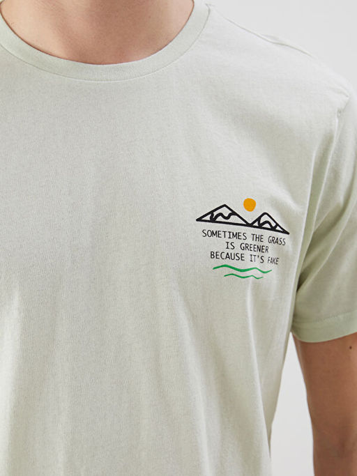 Bisiklet Yaka K?sa Kollu Bask?l? Penye Erkek Ti??rt