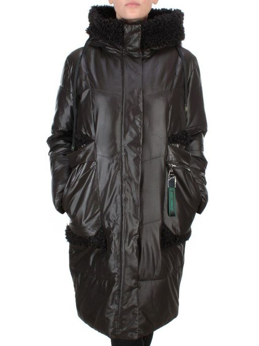 21-985 BLACK Пальто зимнее женское AIKESDFRS (200 гр. холлофайбера) - Fashion фото 2
