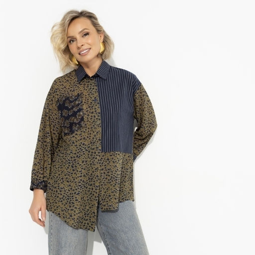 Рубашка асимметричного кроя Жемчужина образа (green) - Charutti фото 2