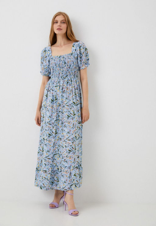 Нежно-голубое платье с цветочным принтом - Incity фото 4