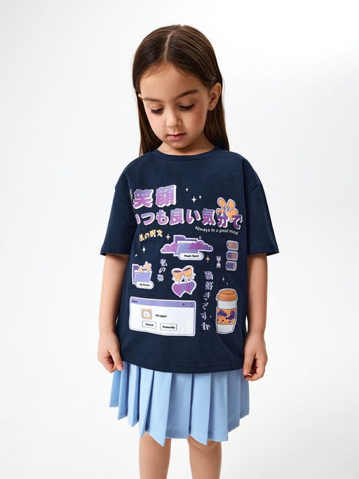 ACOOLA / Футболка детская для девочек Miho темно-синий  фото 6