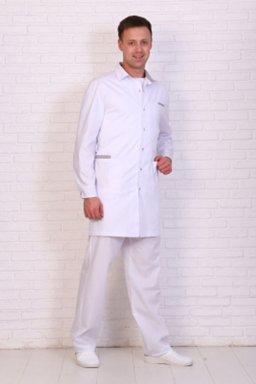 Халат мужской 236 CVC. Цвет: белый и серый - Стильб фото 7