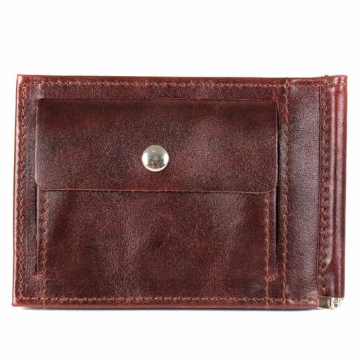 Зажим для купюр Premier-М-54 натуральная кожа (8 карм+карм под мелочь) коричневый тем пулл-ап (152) 216234  фото 2