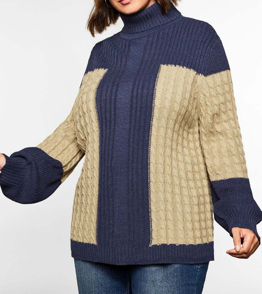 Пуловер, лилово-бежевый - Sheego фото 5