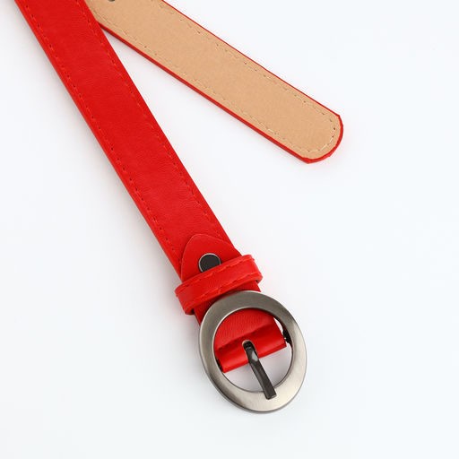 Ремень женский тонкий с винтом, 110×2 см, пряжка тёмный металл, красный