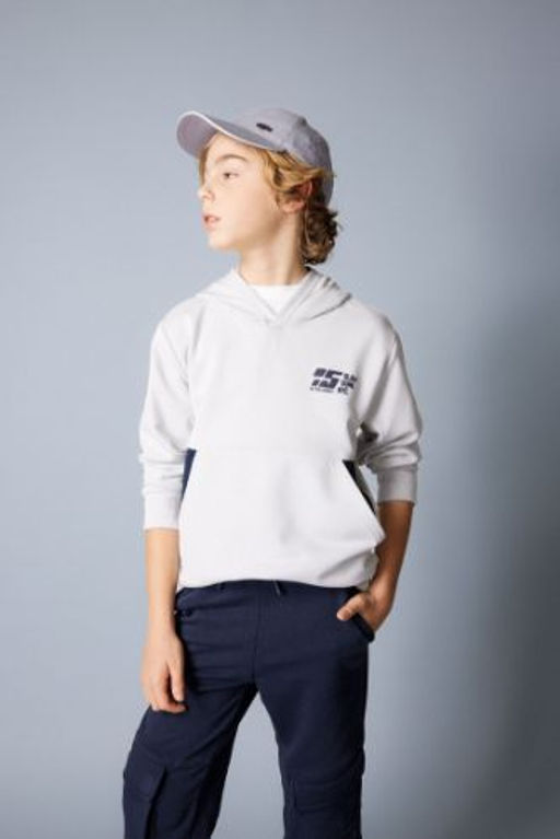 Erkek Cocuk Kapusonlu Bask?l? Sweatshirt