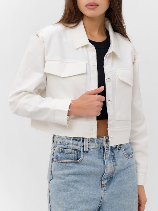 Рубашка женская укороченная с разрезами MIST: Denim, размер 48, белая