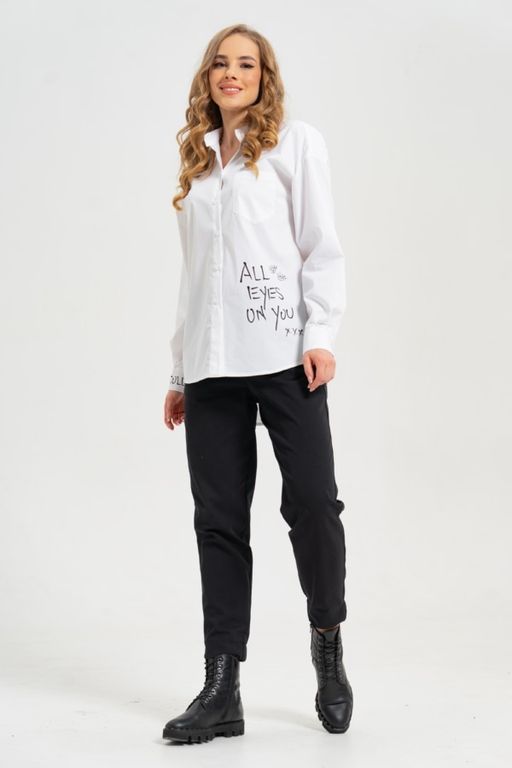рубашка из тонкого хлопка в стиле OVERSIZE    с кокеткой на спине - А+б коллекция фото 2
