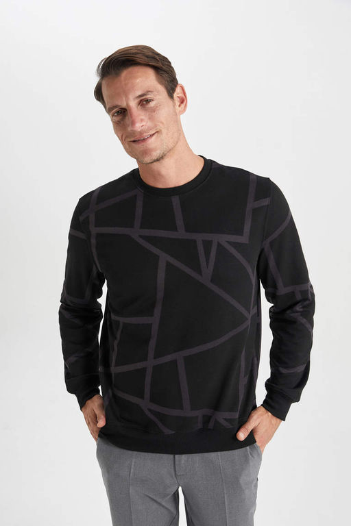 Толстовка Modern Fit с круглым вырезом - Defacto фото 4