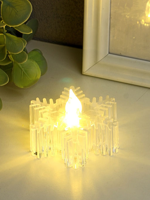 Светодиодная свеча LED RISALUX Снежинка, ночник, 3?LR1130, прозрачный, 7?7?4.5 см