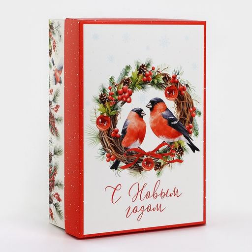 Коробка подарочная новогодняя складная «Снегири», 30 х 20 х 9 см