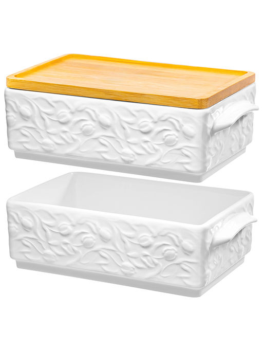 Набор 2 блюд д/холодца 1,6 л 20,5*12*12 см Тюльпаны с бамбуковой крышкой - Elan gallery фото 4