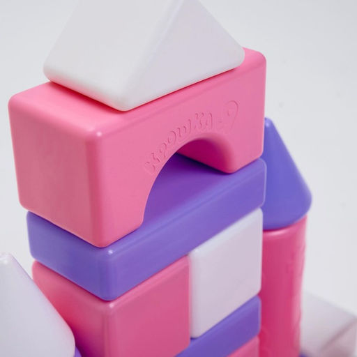 Цена за 5 шт. Кубики для малышей, пластиковые, цветные, 21 штука, 6 × 6 см, цвет розовый