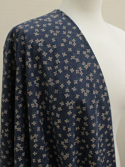 Плательный хлопок Россыпь четырехлистников на джинсово-синем меланже, ш.1.55м, хл-90%, вискоза-10% - Купава фото 7