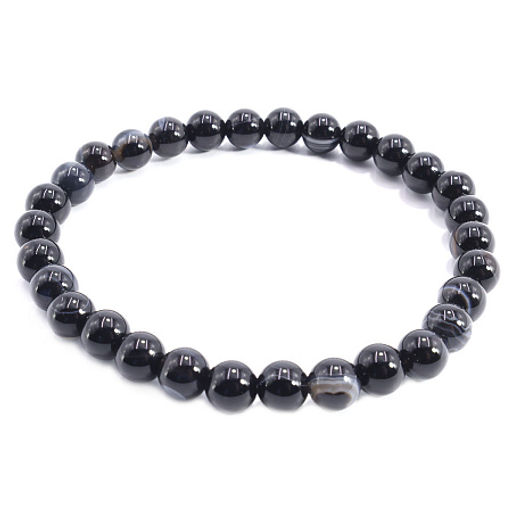 Браслет из камня Черный агат защита 6мм от дурного глаза порчи и соперниц