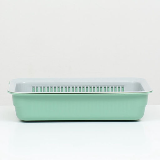 Лоток для кошек, 34.5×25.5×7.5 см, с сеткой, пластик, серый, оливковый