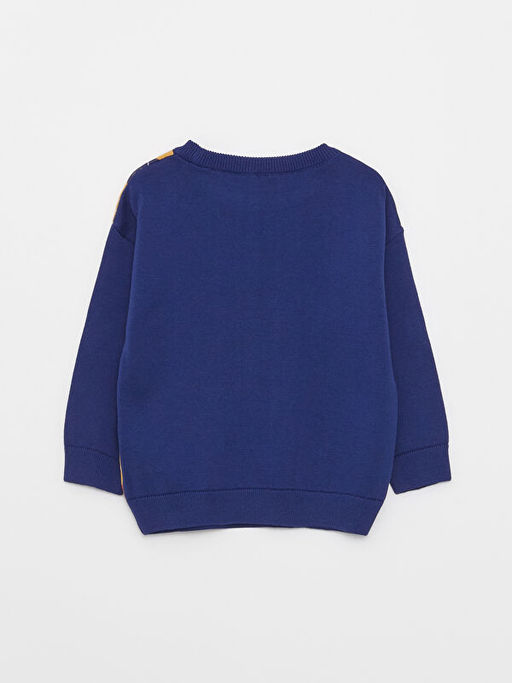 Bisiklet Yaka Uzun Kollu Desenli Erkek Bebek Triko Kazak - Waikiki фото 3